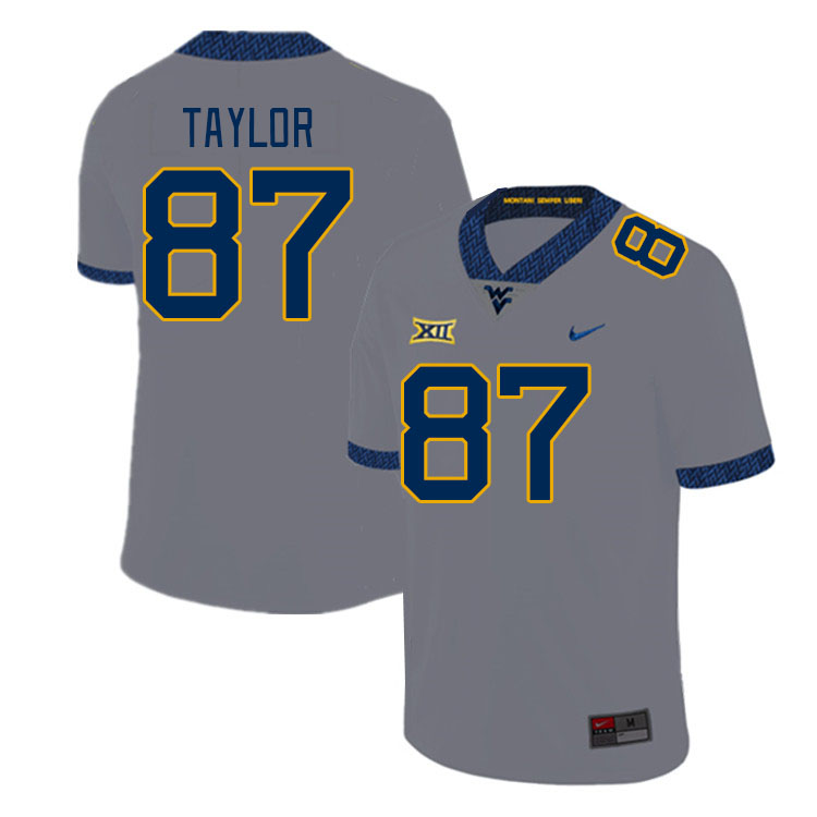West Virginia Mountaineers #87 Kole Taylor College Football Jerseys Stitched Sale-Grey